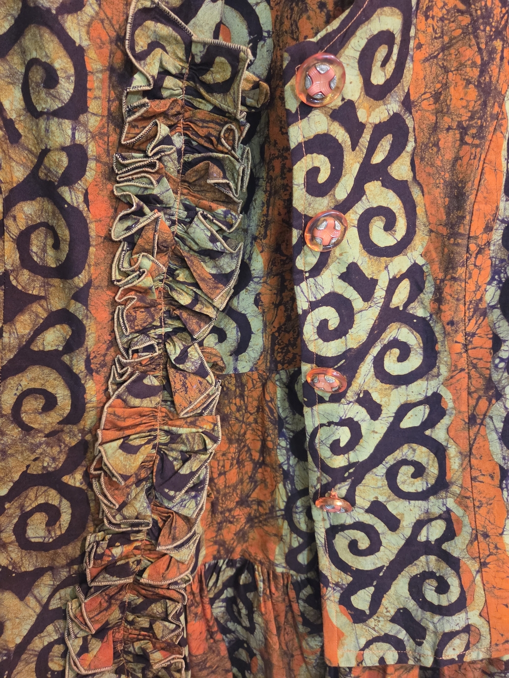 Orange & Green Printed Ruffle-Front Women’s Skirt Set - Picture 5 of 14